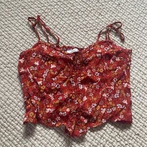 Red flowery caren Forbes crop top. No stains, barely worn